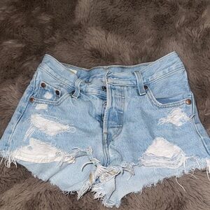 Levi's Light Blue Distressed Jean Shorts